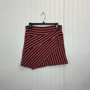 Maje Asymmetrical tweed academia mini Skirt in Red and Pink